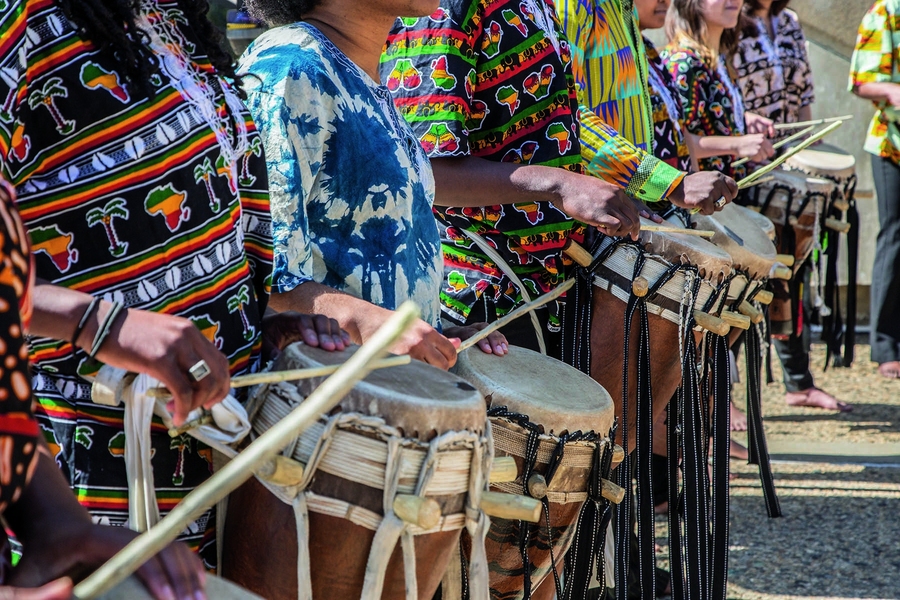 "Many scientists and engineers have a deep affinity for music," says Alex Rigopulos '92 SM '94, co-founder of Harmonix Music Systems. "I suspect it's because science and engineering are both rooted in trying to comprehend deep and hidden structures." Here, MIT's Rambax Senegalese drumming ensemble performs at an open house. See the slideshow below for more images from the new book, "Musical Instit...