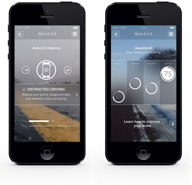 Two images of app screens on phone