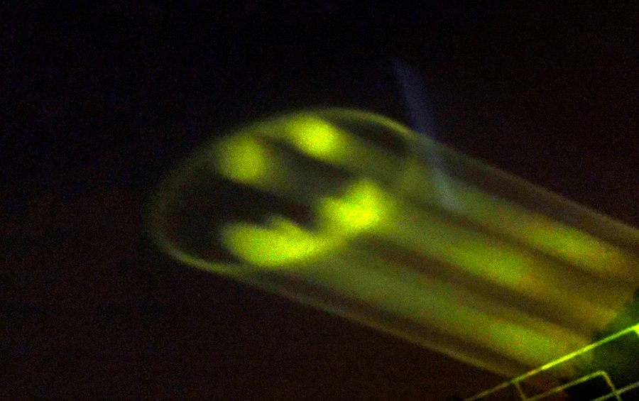 On a foggy night in San Francisco, the housemates cast images in the sky above the Sandcastle. Favorites include the Bat signal, the opening credits of Star Wars, and a music video for the Talking Heads song, “Once in a Lifetime.”