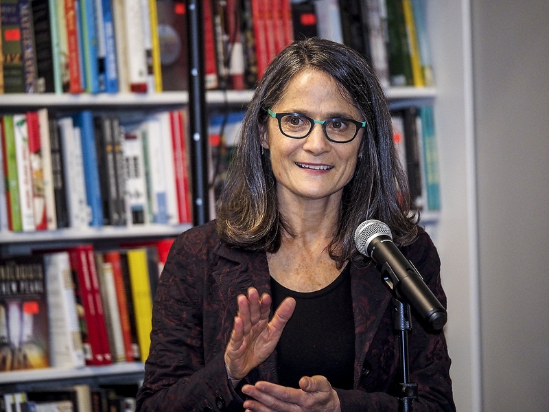 MIT Press Director Amy Brand speaks at the grand opening.