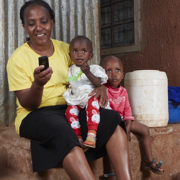 A participant using mSurvey in Africa