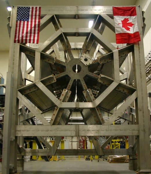 In the QTor magnetic spectrometer, a magnet separates high-energy electrons, which are elastically scattered from protons.