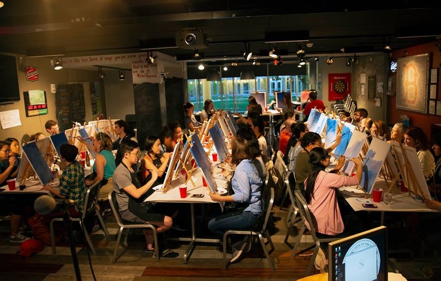 The sold-out Paint Nite event was held at The Thirsty Ear Pub on campus.