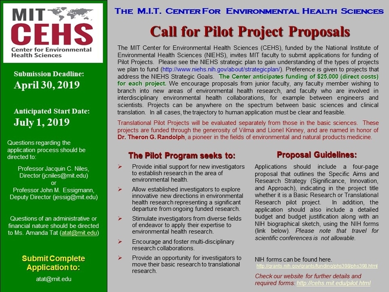 The CEHS Pilot Project 2019 call seeks both basic and translational proposals.