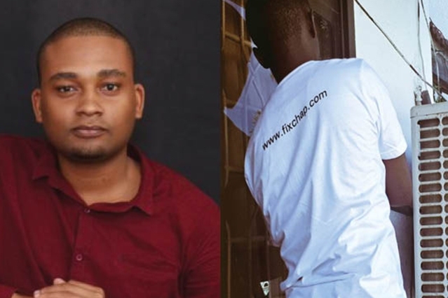 Prince Prosper Tyllya (left), a 2019 D-Lab Scale-Ups Fellow, is the founder and managing director of FixChap, a digital platform in Tanzania through which clients can book repair requests and get connected instantly to verified local handymen, sourced from vocational training institutions.