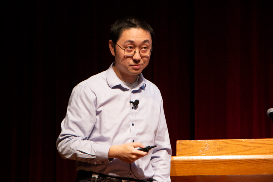 Juejun "JJ" Hu, associate professor of materials science and engineering, details his research coupling a silicon chip-based spectrometer for detecting infrared light wavelengths to a newly created machine learning algorithm.