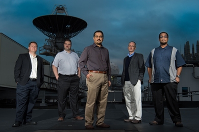 The Lincoln Laboratory team working on a robust rerandomization technique for protecting networks from cyberattacks includes: (left to right) James Landry, David Bigelow, Hamed Okhravi, William Streilein, and Robert Rudd. 