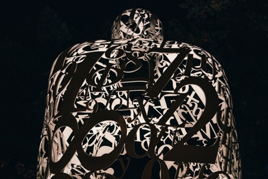 Jaume Plensa sculpture, "The Alchemist" on MIT's campus