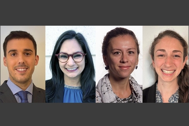A row of four portraits of MIT's newly named Schmidt Science Fellows