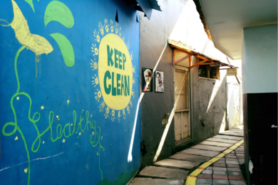 Photo of an Alleyway in Indonesia with Keep Clean written on wall