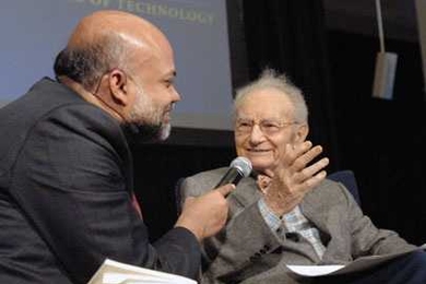 Iqbal Quadir, director of the new Legatum Center for Development & Entrepreneurship at MIT and senior lecturer in the School of Architecture and Planning, spoke with Institute Professor Emeritus Paul Samuelson at the Legatum inauguration Oct. 7.