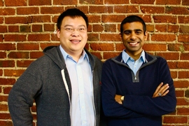 Thunkable co-founders (l-r) WeiHua Li ’14 SM ’16 and Arun Saigal ’13 SM ’13 began working on the MIT App Inventor project together in 2011.