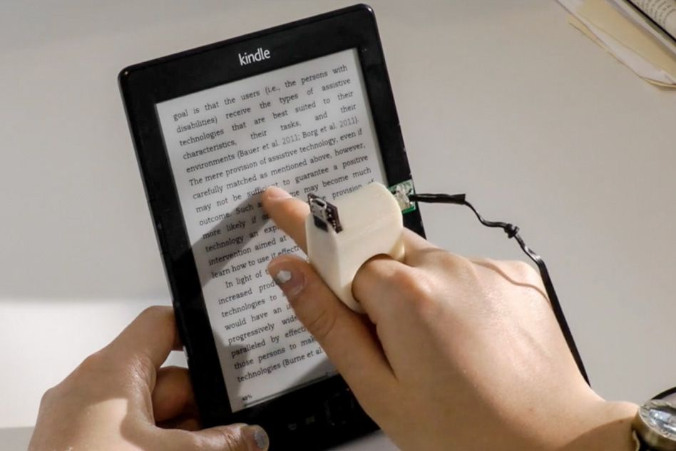 Finger mounted Reading Device For The Blind MIT News Massachusetts 