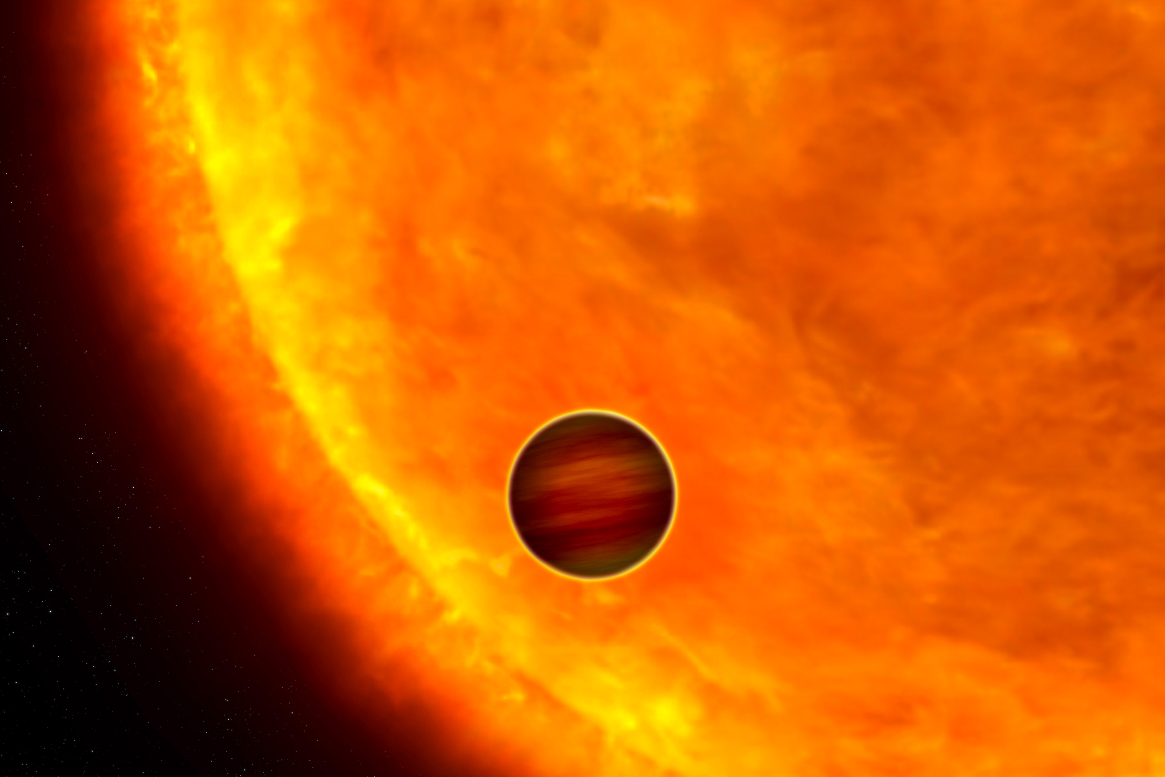 planet red giant and sun side by side