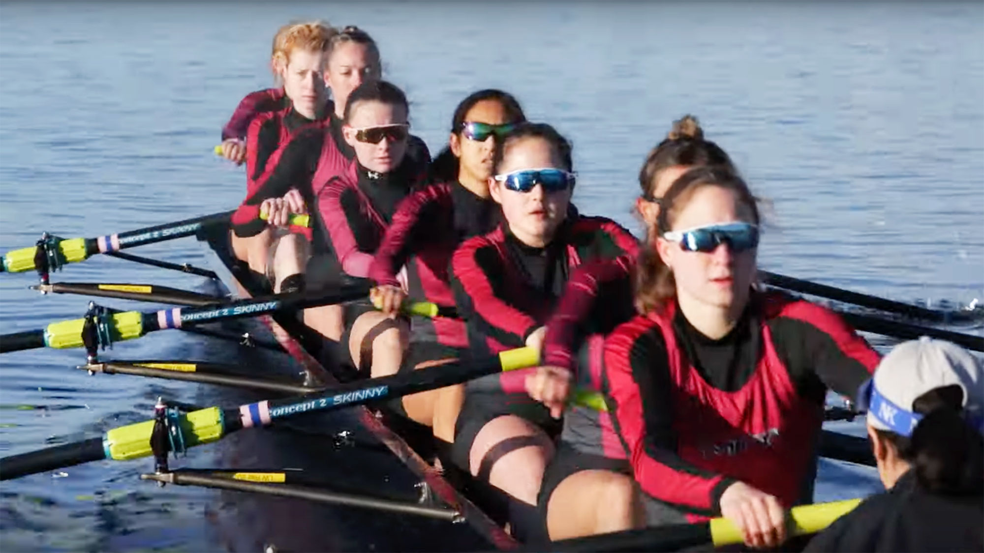 MIT crew team rowing on Charles river