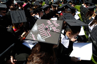 Some students added flair to their graduation caps. 