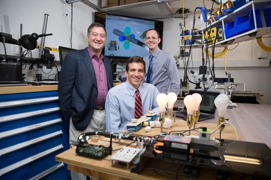 (From left) MIT Professor of Electrical Engineering Steven Leeb, graduate student John Donnal, and electrical engineer and consultant Jim Paris PhD ’13
