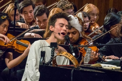 Jacob Collier performed "Imagination Off the Charts" at MIT's Kresge Auditorium.