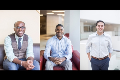 MIT's 2018 HHMI Hanna Gray fellows are (l-r) Jarrett Smith, Quinton Smith, and Matheus Victor.