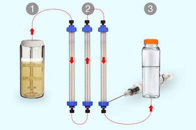 MIT chemical engineers have devised a new desktop machine that can be easily reconfigured to manufacture small amounts of different biopharmaceutical drugs.