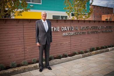 David Koch during a visit to MIT on Oct. 4 2013 to dedicate the Koch Childcare Center on Vassar Street
