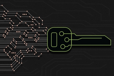 Abstract drawing of a key on a circuit board