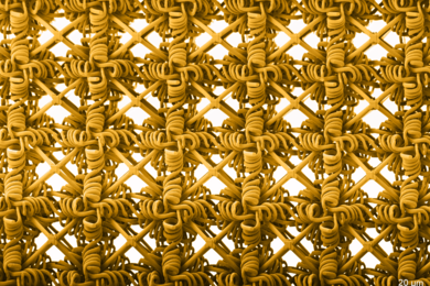 A micrograph of a woven material
