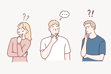 Three people thinking