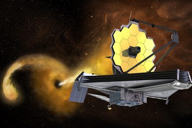 The James Webb Space Telescope in front of a tidal disruption event, a black hole shredding a star