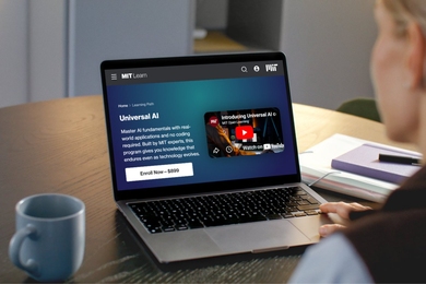 An open laptop with the Universal AI program page on screen.