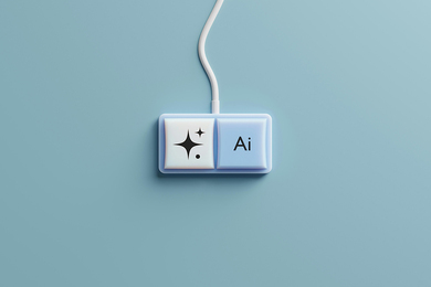 Wired computer mouse showing an "AI" button