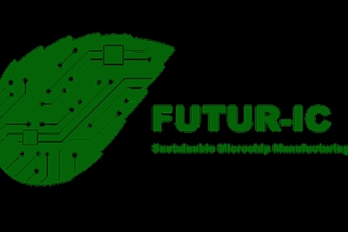 Logo for FUTUR-IC project, in the shape of a leaf with circuitry
