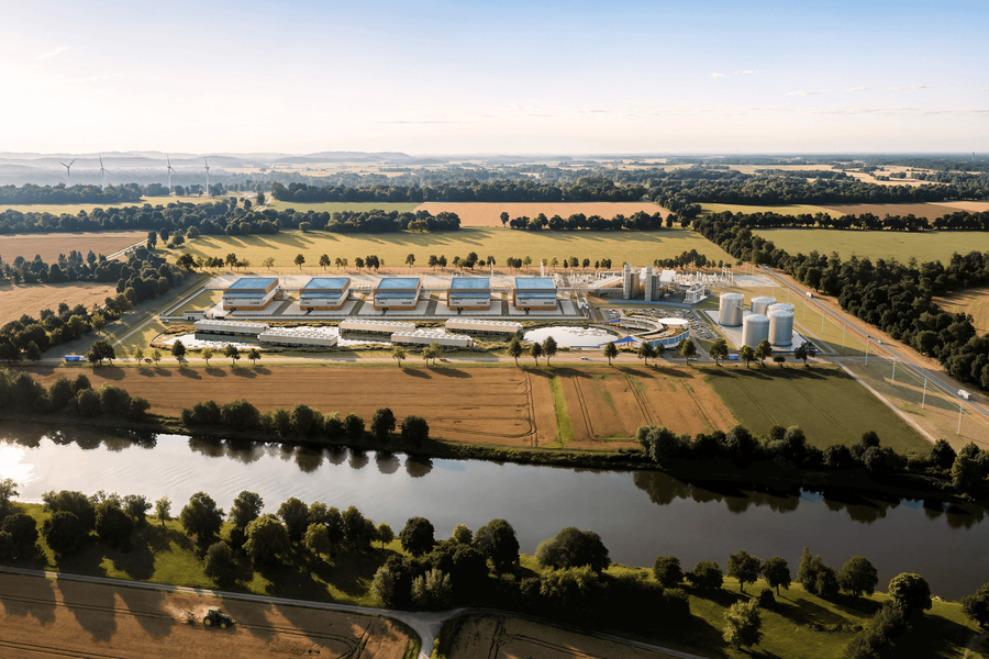 A nuclear plant built amidst green fields