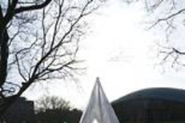 An IAP class made ice sculptures by the MIT Chapel.