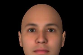 MIT and Harvard researchers found that the gender of androgynous faces like this one, created with FaceGen software, can be interpreted differently depending on where it is seen in the visual field.
