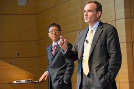 Johnson and Kwak at the Tuesday event.