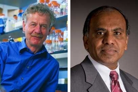Whitehead Institute Founding Member and MIT Professor of Biology Rudolf Jaenisch, left, and Subra Suresh, the Vannevar Bush Professor of Engineering.