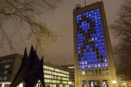 The Green Building, as taken on Friday, April 19, at 10:30 p.m.