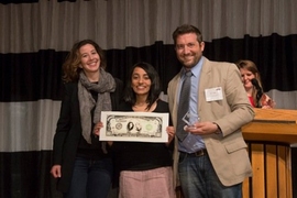 From left to right: Kim Gordon and Shambhavi Kadam of Mediuum with Sam Magee, coordinator of student arts programs for the Arts at MIT.