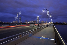 The Harvard Bridge on Mass. Ave. will feature new LED lights spaced 30 Smoots apart.