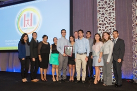Students and faculty from MIT accept their Hispanic Association of Colleges and Universities award.