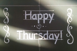 “It started informally as my way of giving back to the MIT community,” says MIT junior Benjamin Chan. His daily chalkboard project welcomes students, faculty, staff, and visitors to the Stata Center.