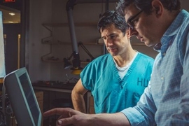 Thomas Heldt (left) with Massachusetts General Hospital collaborator Michael Filbin.