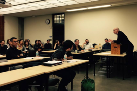 Professor Mark Jarzombek (right) discusses curriculum issues with other architectural historians and university instructors at an annual meeting of the Global Architectural History Teaching Collaborative. 