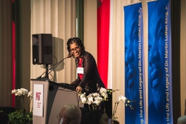 Aprille Joy Ericsson, an alumna of MIT’s AeroAstro program and a mission manager at NASA’s Goddard Space Flight Center, delivered the keynote speech.