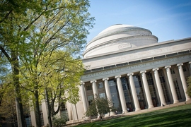 Akimbo image of MIT dome with tree