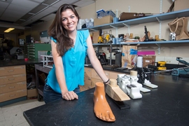 Katy Olesnavage of MIT is a $15,000 Lemelson-MIT “Cure it!” Graduate Winner for her method to design a better prosthetic foot.