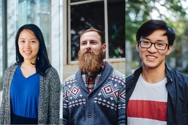Marshall Scholars from left to right: Olivia Zhao, Nick Schwartz, Liang Zhou