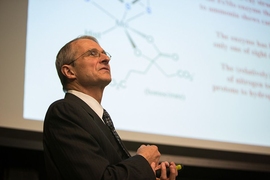 MIT professor of chemistry Richard Schrock delivers the annual Killian Lecture.