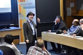 Daniel Sperling, professor of civil engineering and environmental science and policy at the University of California at Davis and member of the California Air Resources board, during his talk at MIT.
